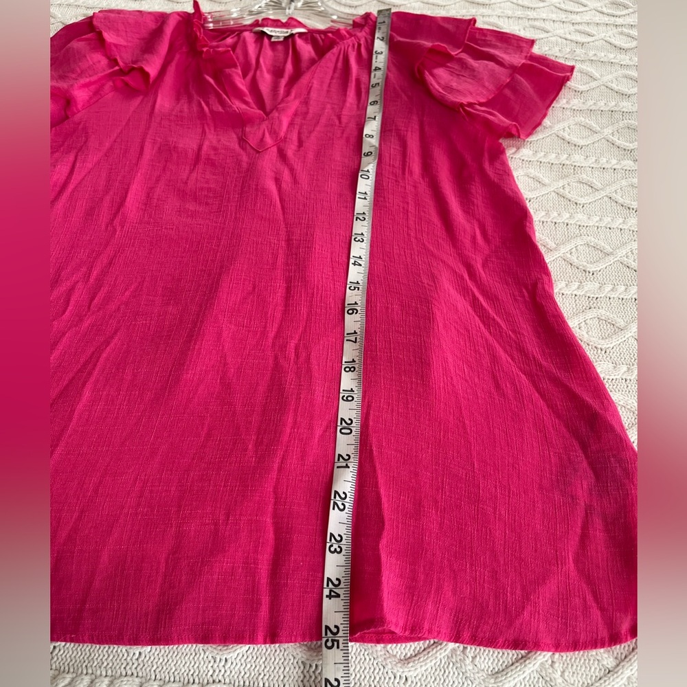 Nanette Lepore Fuchsia Ruffle Sleeve Blouse Women’s Size Medium - Picture 13 of 16